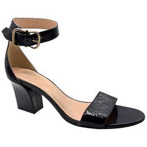 Kate Spade Susane Heel Leather Block Dress Sandals Ankle Strap Black 6.5M